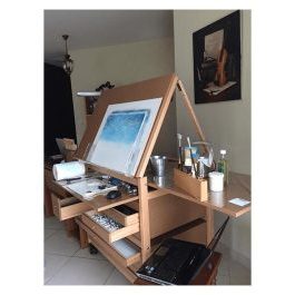 Meuble atelier d'art portes pinceaux Les Landes