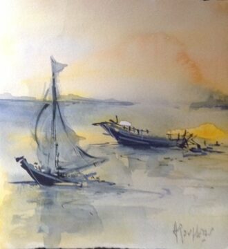 aquarelle paysage marin Annick montigny