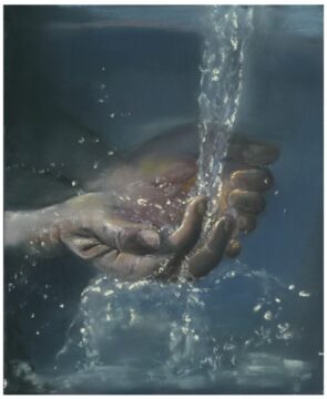 Martial Becquart peinture Mains sous l'eau