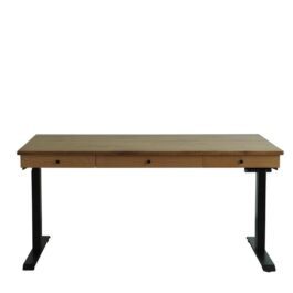 Scrivania sit-stand in legno con cassetti sotto il piano